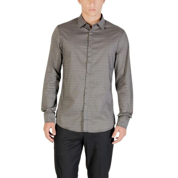 Armani Exchange Patterned Long Sleeve Shirt Men blue Shirts